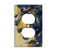 Majestic Tiger - Placca di copertura per interruttore della luce, decorazione blu e oro per accenti da parete, piastre da parete in materiale termoplastico, presa singola duplex singola di dimensioni