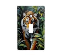 Majestic Tiger - Placche di copertura per interruttore/uscite, design giungla arancione e nero, decorazione per la casa, piastre da parete in materiale termoplastico, dimensioni standard con levetta