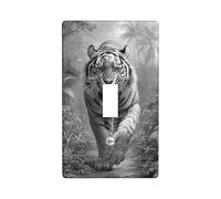 Majestic Tiger - Placche di copertura per interruttore/uscite, motivo animali selvatici monocromatici per la decorazione domestica, piastre da parete in materiale termoplastico, dimensioni standard