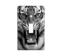 Majestic Tiger - Placche di copertura per interruttore/uscite, stampa animalier bianca e nera, per amanti della fauna selvatica, in materiale termoplastico, dimensioni standard