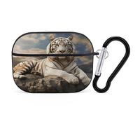 Majestic Tiger Resting on A Rock Earbuds Organizer Custodia protettiva antiurto per Airpods Pro con moschettone Clip Anti Caduta Custodia per auricolari per Airpods Pro di seconda generazione Nero