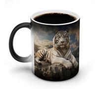 Majestic Tiger Resting on a Rock Tazza da caffè sensibile al calore Scolorimento Tazza in ceramica personalizzata Cambia colore Tazze da caffè Tazza da caffè Regalo unico per amici di famiglia