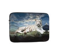 Majestic Tiger Resting on a Rock with Cloudy Sky Pattern 17" borsa per laptop 17", custodia protettiva interna, portatile e adatta per viaggi di lavoro o viaggi