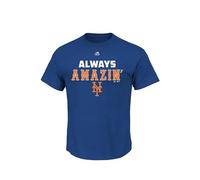 Majestic Uomo New York Mets Always Amazin' Girocollo Camicia Reale Blu, Piccolo