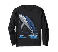 Majestic Whale Leaping from Water with Brick Maglia a Manica