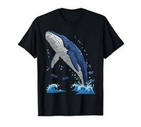 Majestic Whale Leaping from Water with Brick Maglietta