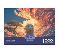Majestic White Wild Animal with Flames 1000 Pezzi Cartoncino Premium Puzzle Lions Under The Sunset Antistress Giocattoli Educativi Puzzle Per Bambini 70x50cm/1000pcs
