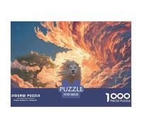 Majestic White Wild Animal with Flames 1000 Pezzi Cartone Robusto Puzzle Lions Under The Sunset Immagini Vibranti Gioco Per Famiglie Puzzle Decorazioni Per La Casa 38x26cm/1000pcs
