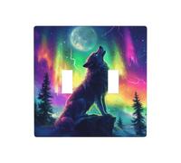 Majestic Wolf Howls at The Moon - Placca per luce a doppia banda, decorazione da parete, dimensioni standard, 11,4 x 11,4 cm