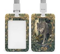 Majestic Wolf Wildflowers Fantasy Art ID porta badge retrattile clip porta carte di credito protettore nome badge per lavoro ufficio medico infermiera