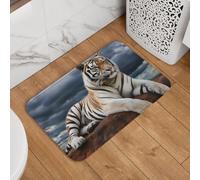 Majestic Zerbino con tigre appoggiata su una roccia con cielo nuvoloso, zerbino di benvenuto, antiscivolo, assorbente, morbido, lavabile, tappeto da bagno, 40,6 x 61 cm, per cucina, camera da letto