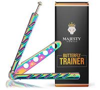 MAJESTY FOREST® Butterfly Trainer Rainbow - Coltello legale per Farfalle Balisong per Imparare i Trucchi con Una Lama smussata