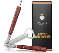 Majesty Forest® Coltello a farfalla come apribottiglie - addestratore di farfalle legale per imparare i trucchi - come divertente apribottiglie di birra con aspetto in legno