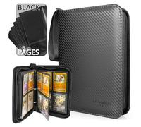 Majillux Raccoglitore Premium per Carte da Collezione - 4 Tasche per Pagina, Capacità Totale di 176 Carte, Custodia Rigida in Fibra di Carbonio per Pokémon, Yu-Gi-Oh!, Magic, Digimon