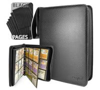 Majillux Raccoglitore Premium per Carte da Collezione - 9 Carte per Pagina, Capacità Totale di 540 Cartes, Design Elegante con Effetto Fibra di Carbonio, Album Pokemon, Raccoglitore Magic