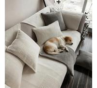 MAJINGC Copridivano per divano da 1, 2, 3, 4 posti, antiscivolo, lavabile, in morbido pile di latte, per divani componibili, per bambini, cani, animali domestici, bianco mezzaluna, 90 x 160 cm, 1