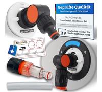 MaJoCompTec® WATERTWIN - Set di contatori per serbatoio dell'acqua per camper, accessori per serbatoio, adattatore compatibile con Gardena, tipo 3 pin, D:78 (CLEAN)