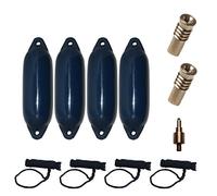 Majoni, Set completo per con parabordo per barca, con 4 cime per parabordi, 2 valvole di ricambio e 1 adattatore per valvole, blu navy