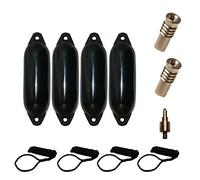 Majoni, Set completo per con parabordo per barca, con 4 cime per parabordi, 2 valvole di ricambio e 1 adattatore per valvole, nero