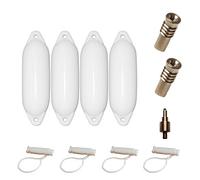 Majoni, Set completo per con parabordo per barca, con 4 cime per parabordi, 2 valvole di ricambio e 1 adattatore per valvole, bianco