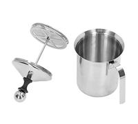 MAJONMMERD Montalatte Manuale, Schiumalatte con Pompa Manuale in Acciaio Inossidabile 800ML, Coperchio a Doppio Strato con Aeratore a Doppia Rete Incorporato, Schiuma da 40 a 60 Secondi per Amanti