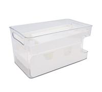 MAJONMMERD Scaffale per Dispenser per Lattine di Soda a 2 Livelli, in PP PET, Supporto per Lattine per 8, Organizer per Bevande Rotanti con Vassoio Superiore, Bordo Rialzato, per Dispensa, (WHITE)