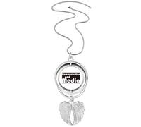 Major Communication And Media - Collana con ciondolo a forma di ali d'angelo, colore: nero
