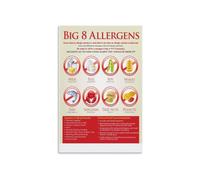 Major Food Allergens Food Allergy Reference Poster Educational Chart Restaurant Kitchen Cafe Staff Training Decor Canvas Wall Art(Framed,12x18inch(30x45cm))