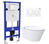 Major&Maker Classic + Coral White vaso con sedile bidet, modulo di installazione e placca di comando sospeso senza brida bianco 4050FWS200302W