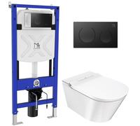 Major&Maker Deluxe A + Coral Black vaso con sedile bidet, modulo di installazione e placca di comando sospeso senza brida bianco 4020FWS200302B
