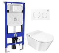 Major&Maker Deluxe A + Coral White vaso con sedile bidet, modulo di installazione e placca di comando sospeso senza brida bianco 4020FWS200302W