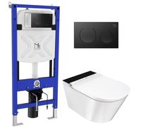 Major&Maker Deluxe B + Coral Black vaso con sedile bidet e modulo di installazione sospeso senza brida bianco 4020FBS200302B