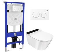 Major&Maker Deluxe B + Coral White vaso con sedile bidet, modulo di installazione e placca di comando sospeso senza brida bianco 4020FBS200302W