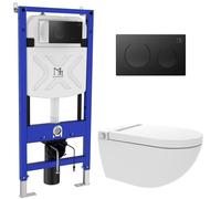 Major&Maker Royal + Coral Black vaso con sedile bidet, modulo di installazione e placca di comando sospeso senza brida bianco I65S200302B