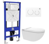 Major&Maker Royal + Coral White vaso con sedile bidet, modulo di installazione e placca di comando sospeso senza brida bianco I65S200302W