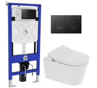 Major&Maker Topaz + Coral Black vaso con sedile bidet e modulo di installazione sospeso senza brida bianco 4701FWS200302B