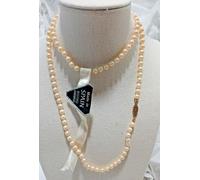 Majorca Spagna Collana di Perle 6mm 30 " Naturale Bianco 18kt Filigrana Oro