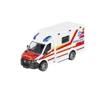 Majorette Auto Mercedes-Benz Sprinter Ambulance (15 cm), grande ambulanza con cabina in metallo, ruota libera e funzioni, carrello di salvataggio giocattolo per bambini dai 3 anni in su