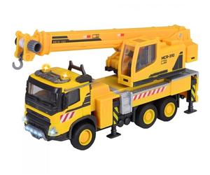 Majorette - Carrozza giocattolo (22 cm) - grande auto Volvo da cantiere con gru estraibile, verricello e ruote in gomma, luce e suono (batterie incluse), per bambini dai 3 anni in su, giallo
