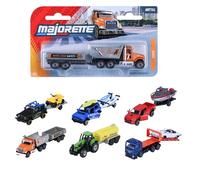 Majorette - City Trailer 6 Assortiti - Set Camion e Rimorchi in Metallo Die-Cast, Veicoli da Lavoro e Città con Parti Mobili, 8503002001, dai 3 Anni in su