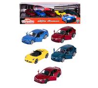 Majorette - giftpack alfa romeo, 5 modelli esclusivi in metallo pressofuso, sistema a ruota libera, parti apribili