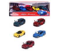 Majorette - giftpack alfa romeo, 5 modelli esclusivi in metallo pressofuso, sistema a ruota libera, parti apribili