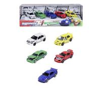 Majorette, JDM Leyends Giftpack 5 Auto, Set di 5 Auto, Honda, Nissan, Toyota, Mitsubishi), Metallo, Scala 1:64, 7,5 cm, Ruota Libera, Scatola Decorata, Licenze Ufficiali, 3 anni (8504105000)