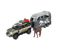 Majorette - Land Rover Defender con rimorchio per cavalli, 213776000, +3 anni, con luci e suoni, pneumatici in gomma, parti apribili, in scala 1:43