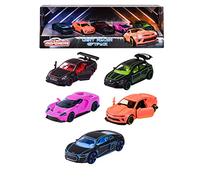 Majorette - SL Light Racer Giftpack - Cofanetto 5 veicoli - Auto in miniatura in metallo - Colori Neon - Scala 1/64° - 212053179