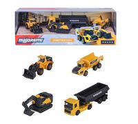 Majorette - Volvo Construction 4 Pieces Giftpack - Set Veicoli da Cantiere in Metallo, 4 Mezzi da Costruzione con Parti Mobili, 8503105000S06, Giocattolo per Bambini dai 3 Anni in su