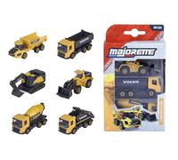 Majorette - Volvo Construction, Set di 3 Veicoli da Cantiere in Metallo con Parti Mobili, 7,5 cm, +3 anni, 2 assortimenti, ASSEGNAZIONE CASUALE, 8503104000