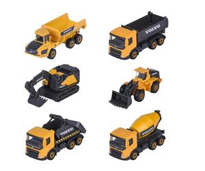 Majorette - Volvo Construction, Set di 3 Veicoli da Cantiere in Metallo con Parti Mobili, 7,5 cm, +3 anni, 2 assortimenti, ASSEGNAZIONE CASUALE, 8503104000