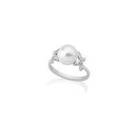 Majorica 16040.01.2.917.010.1 Women's Ring - Rhodium-Plated Silver, 10mm White Pearl, Size 17