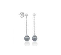 Majorica 16472.03.2.000.010.1 Women's Earrings - Rhodium-Plated Silver, 8mm Grey Pearls, Drop Design